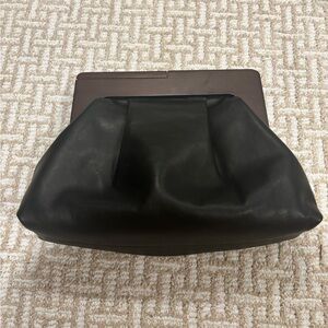 Banana republic, black leather clutch purse